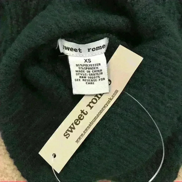 Sweet Romeo Abstract Rib Turtleneck Tunic Sweater Dark Teal - Picture 6 of 6